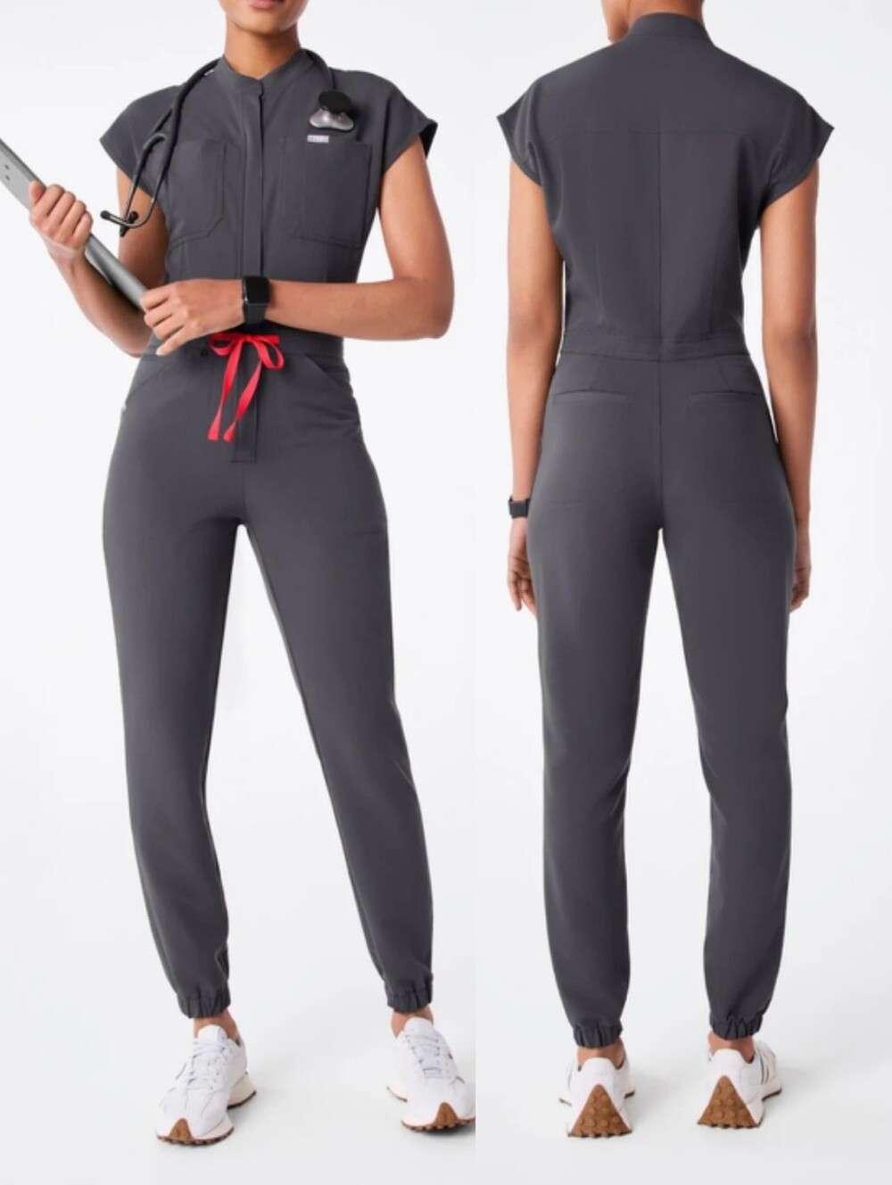 Figs Charcoal Rafaela cargo scrub jumpsuit Jogger Large